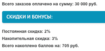 Баллы в личном кабинете